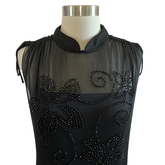 CDC Vintage Size 14 Black Beaded Formal Party Dress - Picture 5 of 9